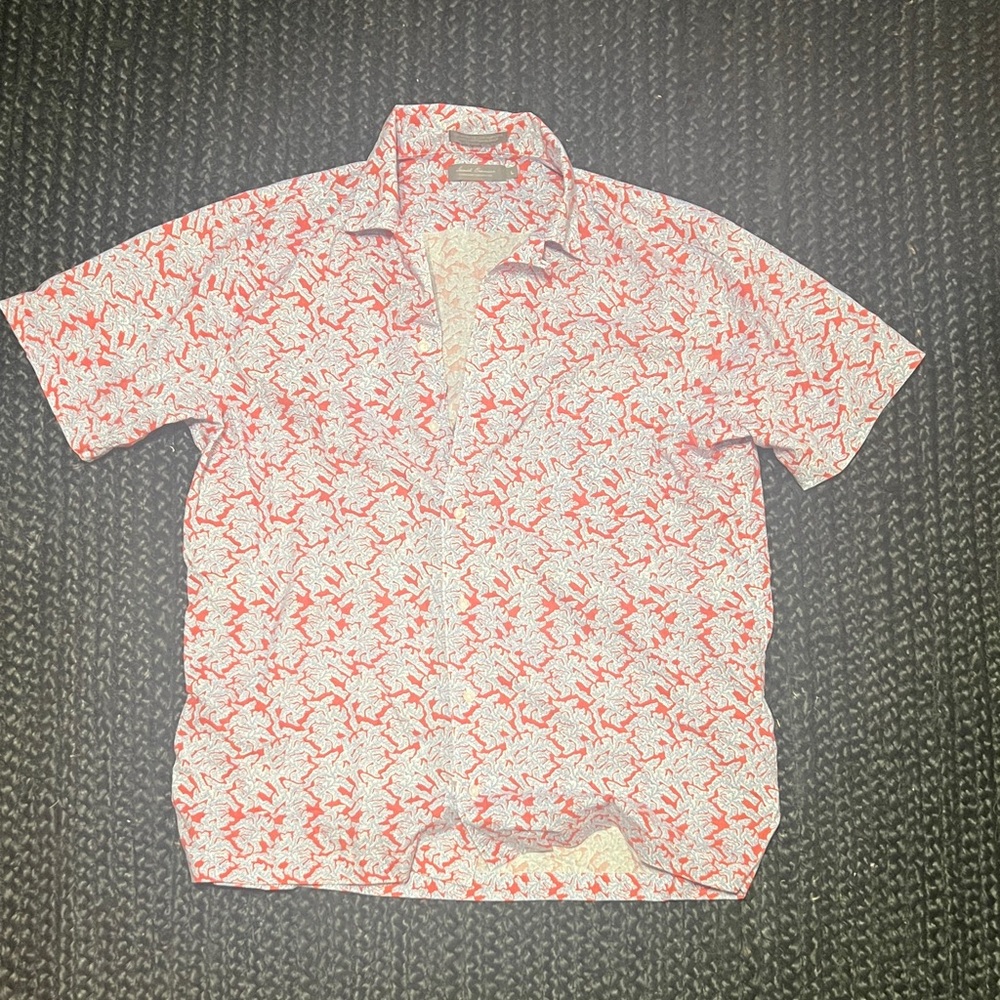 Men's Pink and Blue Coral Patterned Shirt